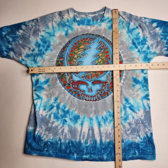 2000 Liquid‎ Blue Grateful Dead Fractal Stealie Blue Tie-Dye Shirt Size Large - Picture 5 of 8